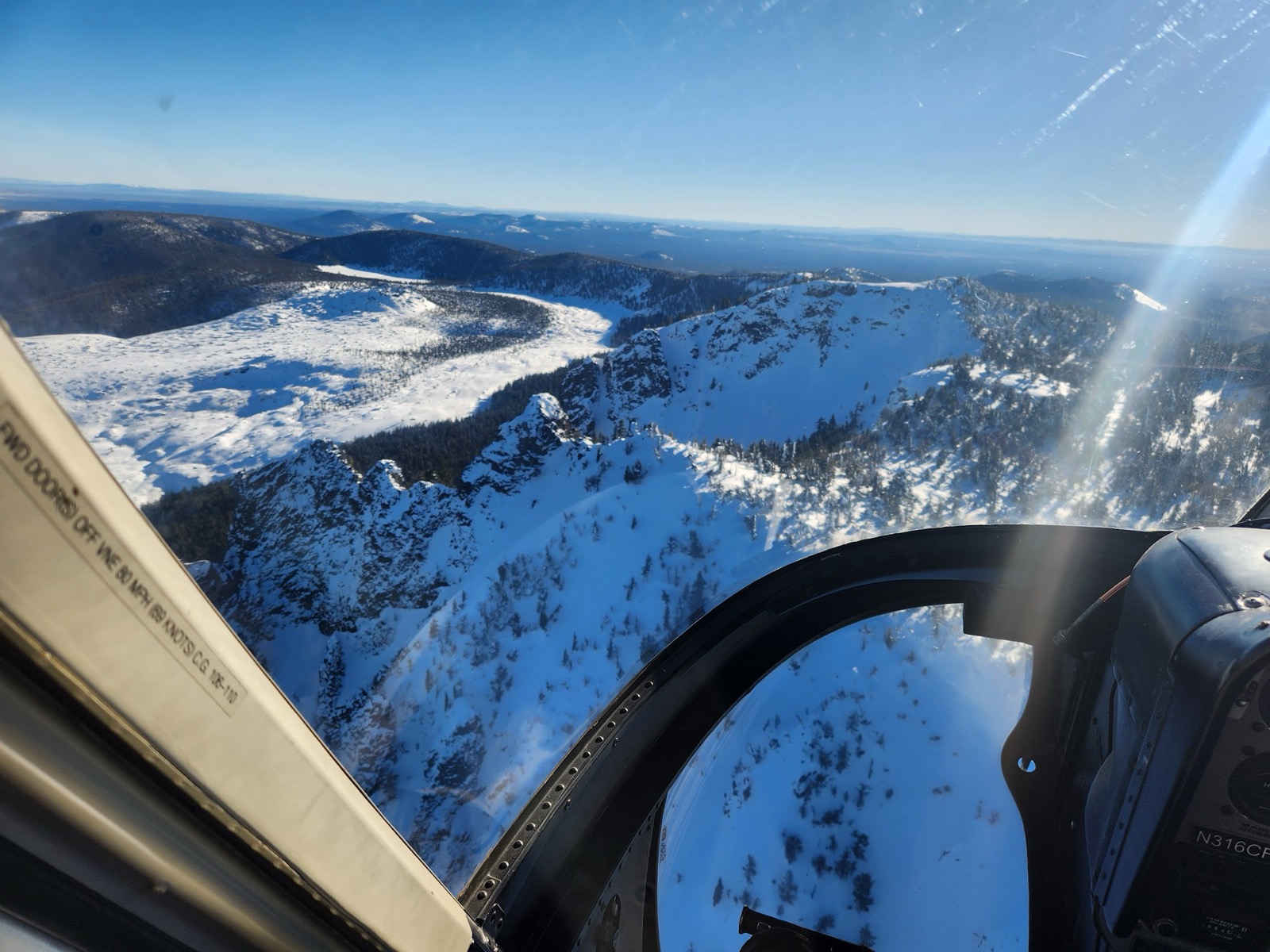 Mountain flying view from the cockpit